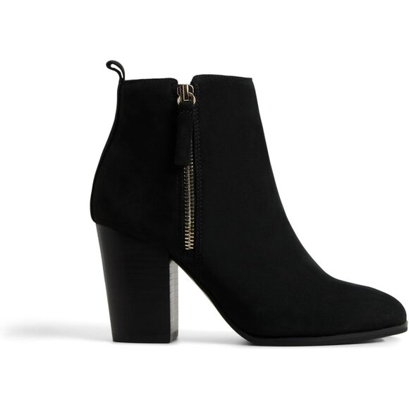 Women's Black Suede Noemie Flex Block Heel Flexible Ankle Versatile Booties - Picture 3 of 6